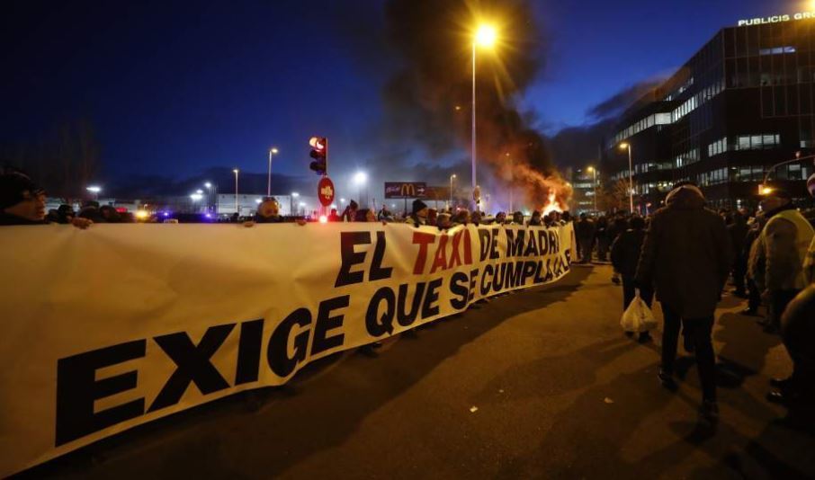 Manifestación de los taxistas en IFEMA