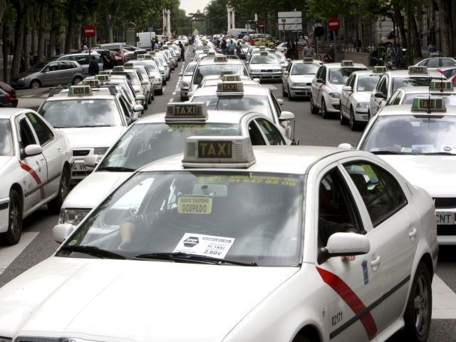 Taxistas madrileños en una manifestación,
