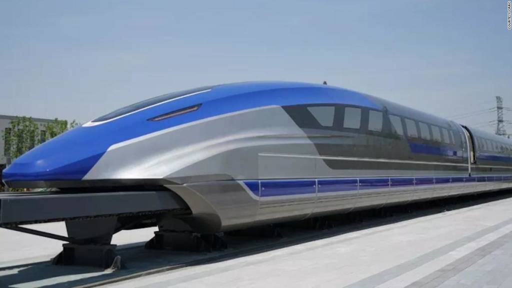 Imagen del tren de levitación magnética