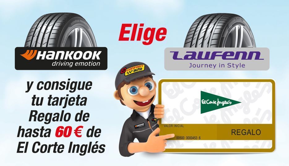 Campaña tarjetas regalo con la compra de neumáticos Hankook o Laufenn
