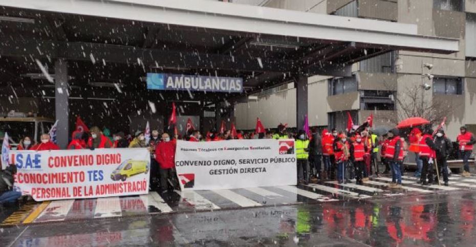 Manifestación de los trabajadores del transporte sanitario