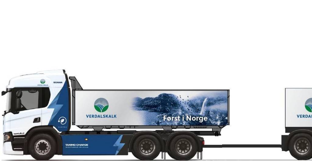 Imagen de Verdalskalk es el primero en Noruega en tener un camión Scania eléctrico de 64 toneladas