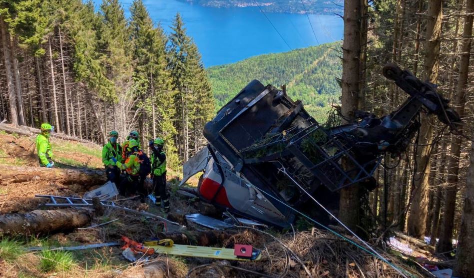 Imagen del accidente del teleférico en Italia