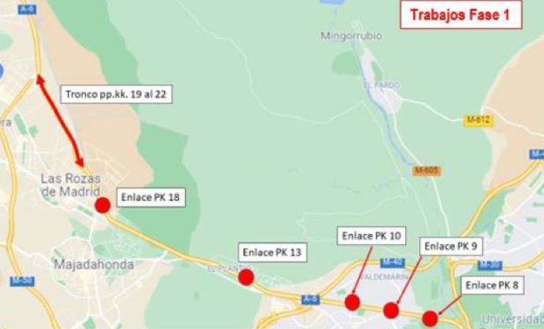 Indicaciones de los tramos afectados por las obras
