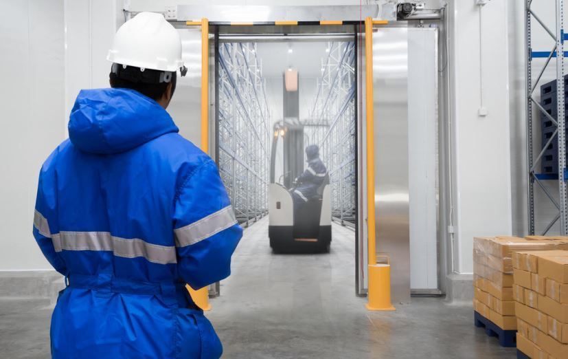 Trabajadores en un túnel de refrigeración