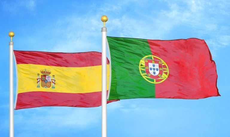 Imagen de la bandera de España y de Portugal