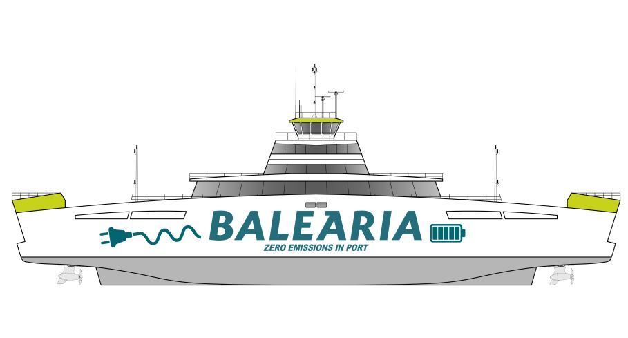 Dibujo del ferry eléctrico de Baleària