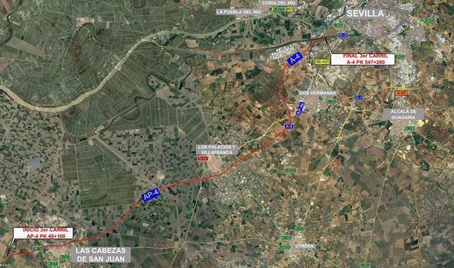 Imagen del trazado del tercer carril