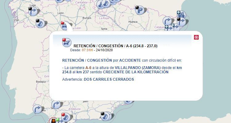 Indicación de la incidencia por la DGT