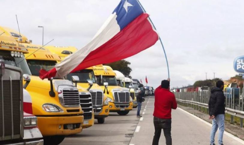 Imagen de los bloqueos de los camioneros en Chile