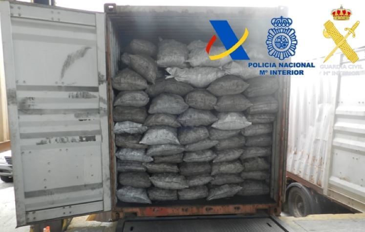 Imagen del contenedor con cocaína interceptado