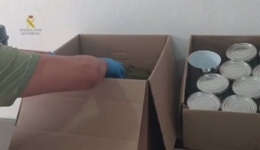 Cajas con marihuana enlatada