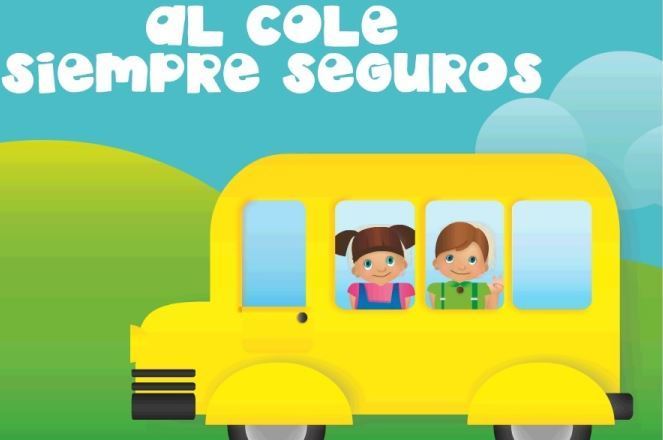 Dibujo ilustrativo de transporte escolar de la DGT