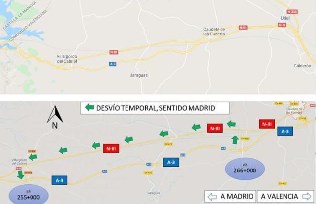 Croquis del desvío por las obras