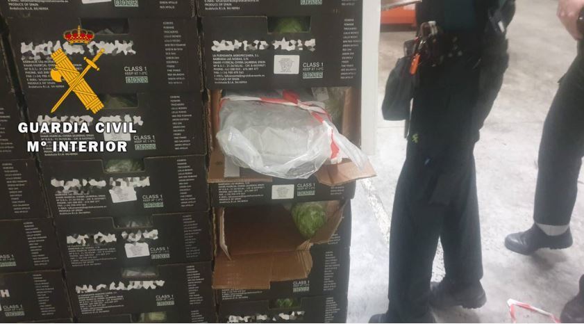 Cajas de lechugas con la droga incautada