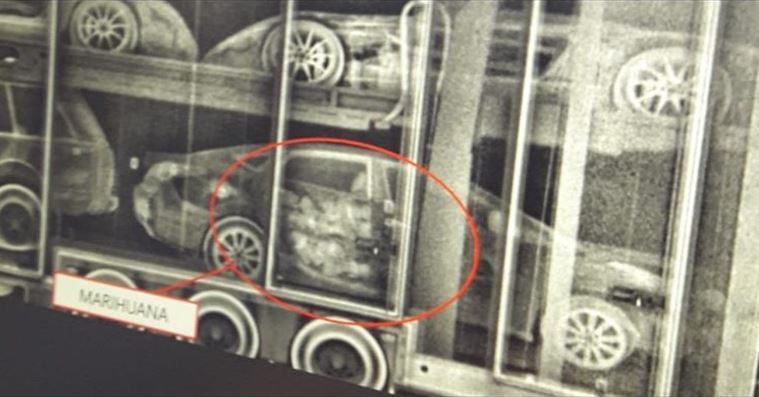 Imagen del escáner que detecta la droga en el vehículo