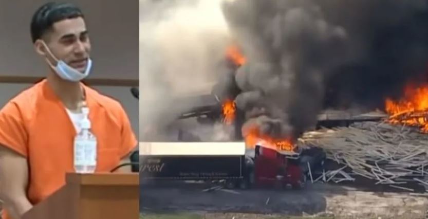 Imagen del camionero y del accidente