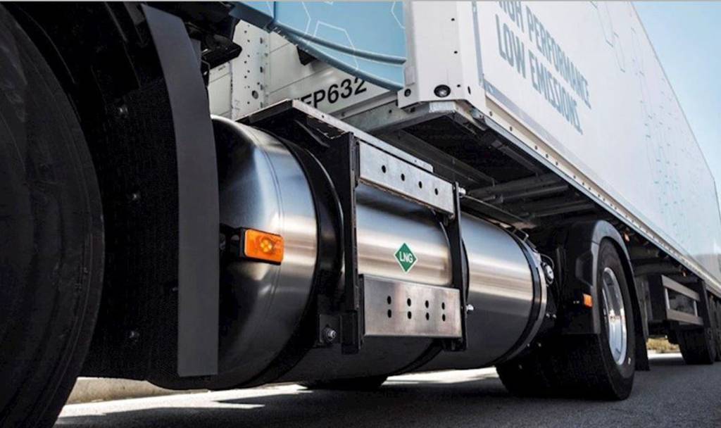 Imagen de un camión Volvo a gas natural