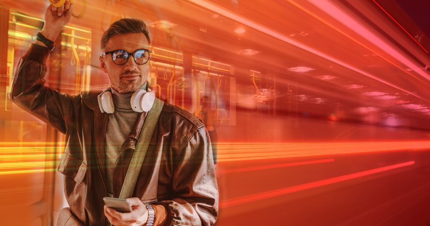 Un pasajeros en transporte público
