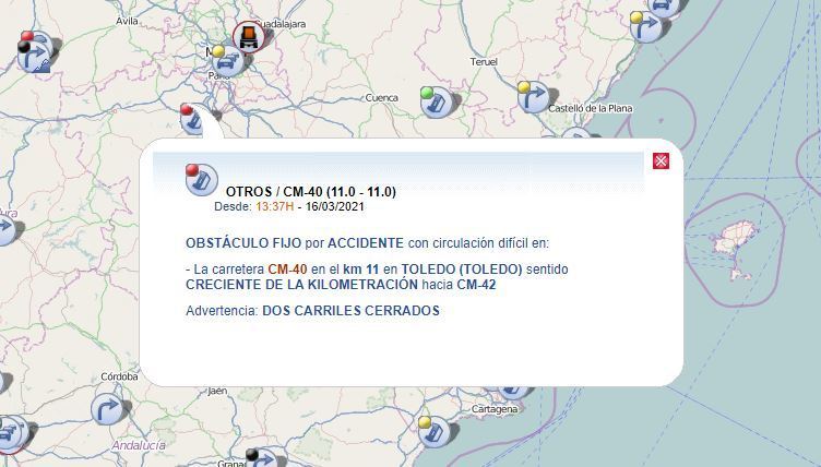 Indicación del accidente