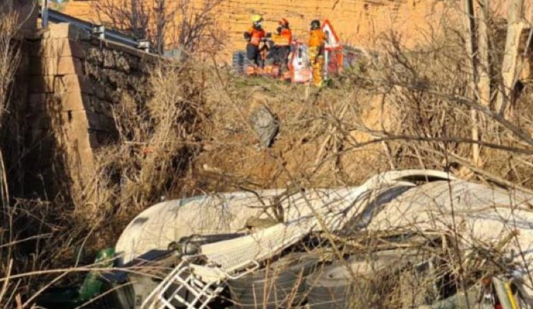 Imagen del camión accidentado