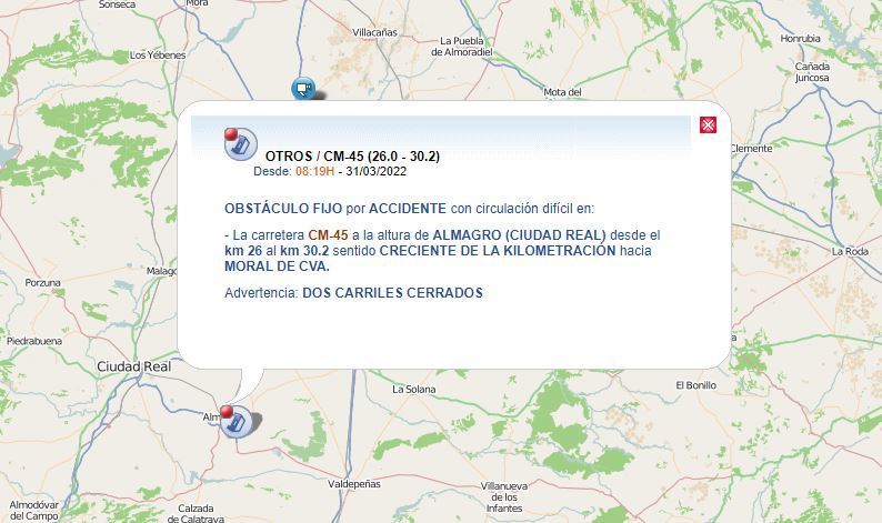Indicación de la incidencia por parte de la DGT