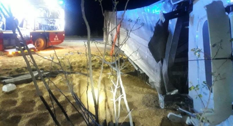 Imagen de uno de los camiones accidentados