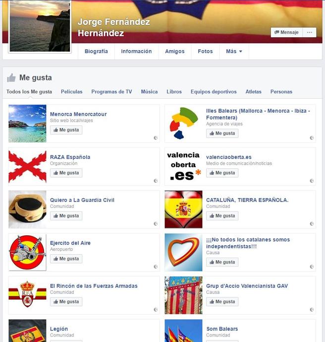 El hombre que amenazó a Puigdemont sigue a varios grupos 'españolistas' en Facebook