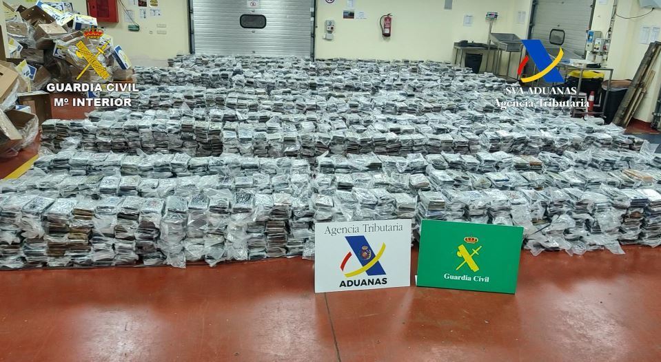 Imagen de la cocaína incautada en el puerto