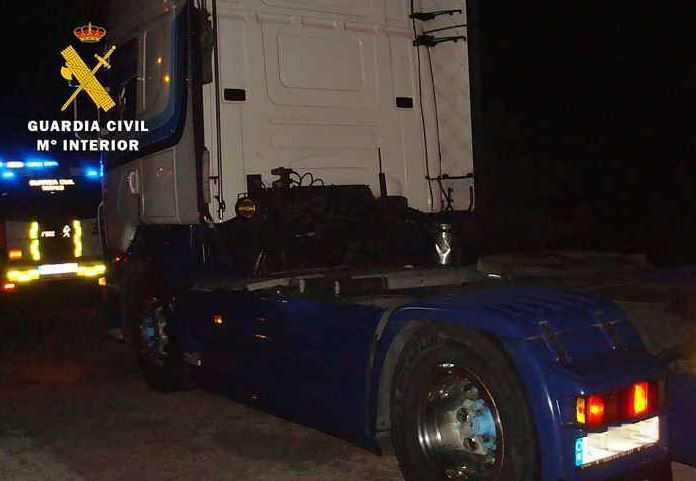 Imagen del camión con el tacógrafo manipulado