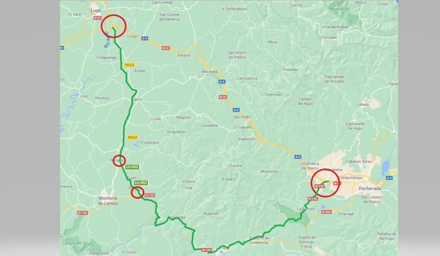 Indicación del itinerario alternativo