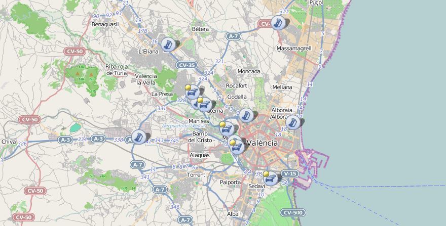 Mapa de incidencias de la DGT
