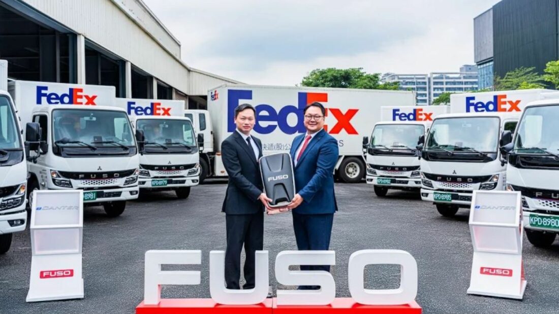 Imagen de los camiones eléctricos FUSO para FedEx en Taiwán. Foto: FedEx