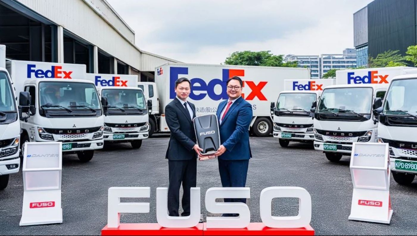 Imagen de los camiones eléctricos FUSO para FedEx en Taiwán. Foto: FedEx