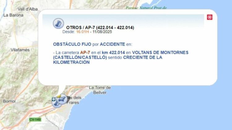 Imagen del lugar del accidente. Foto: DGT