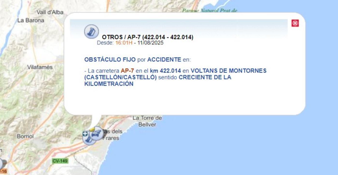 Imagen del lugar del accidente. Foto: DGT