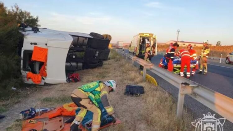 Imagen del accidente. Foto. Bomberos de Burgos