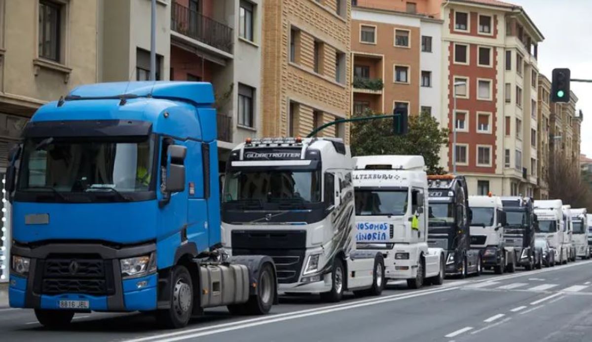 Imagen de una protesta de transportistas navarros. Foto de archivo