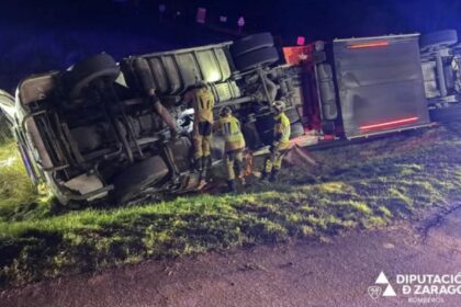 Herido un camionero en un accidente en Ejea de los Caballeros