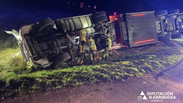 Herido un camionero en un accidente en Ejea de los Caballeros