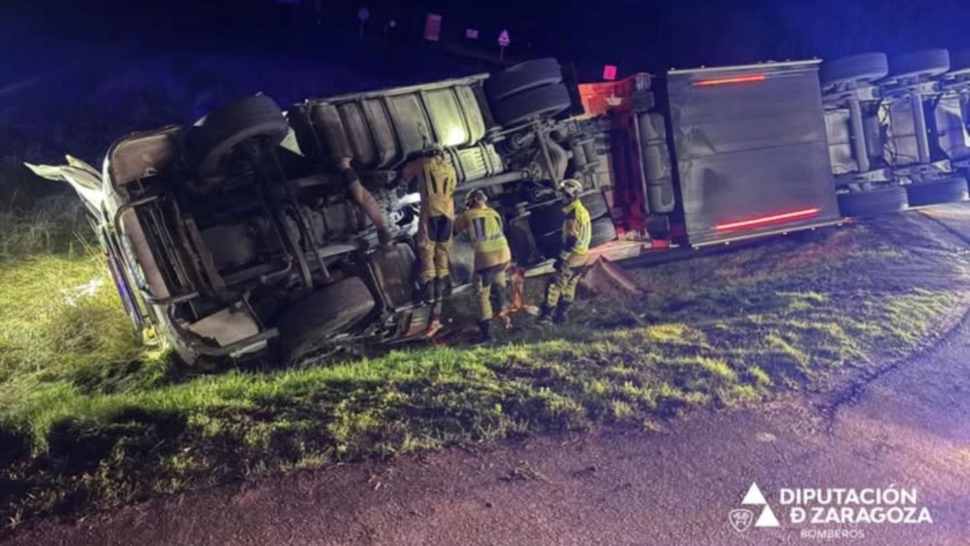 Herido un camionero en un accidente en Ejea de los Caballeros
