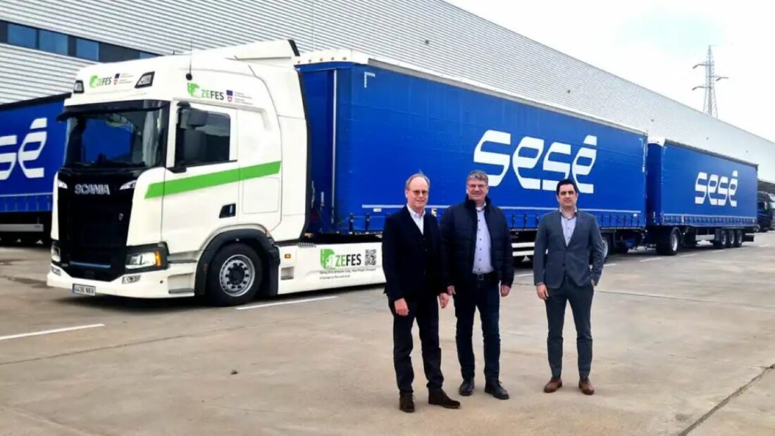 Sesé, Scania y ZEFES comienzan la primera prueba de duotráiler eléctrico en España
