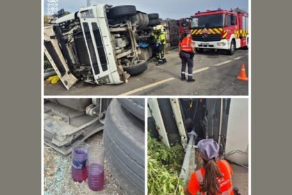 Investigado un camionero por varios delitos tras sufrir un vuelco en la N-113