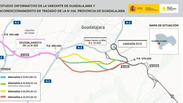 Transportes aprueba el estudio informativo de la variante de Guadalajara y acondicionamiento de la N-320